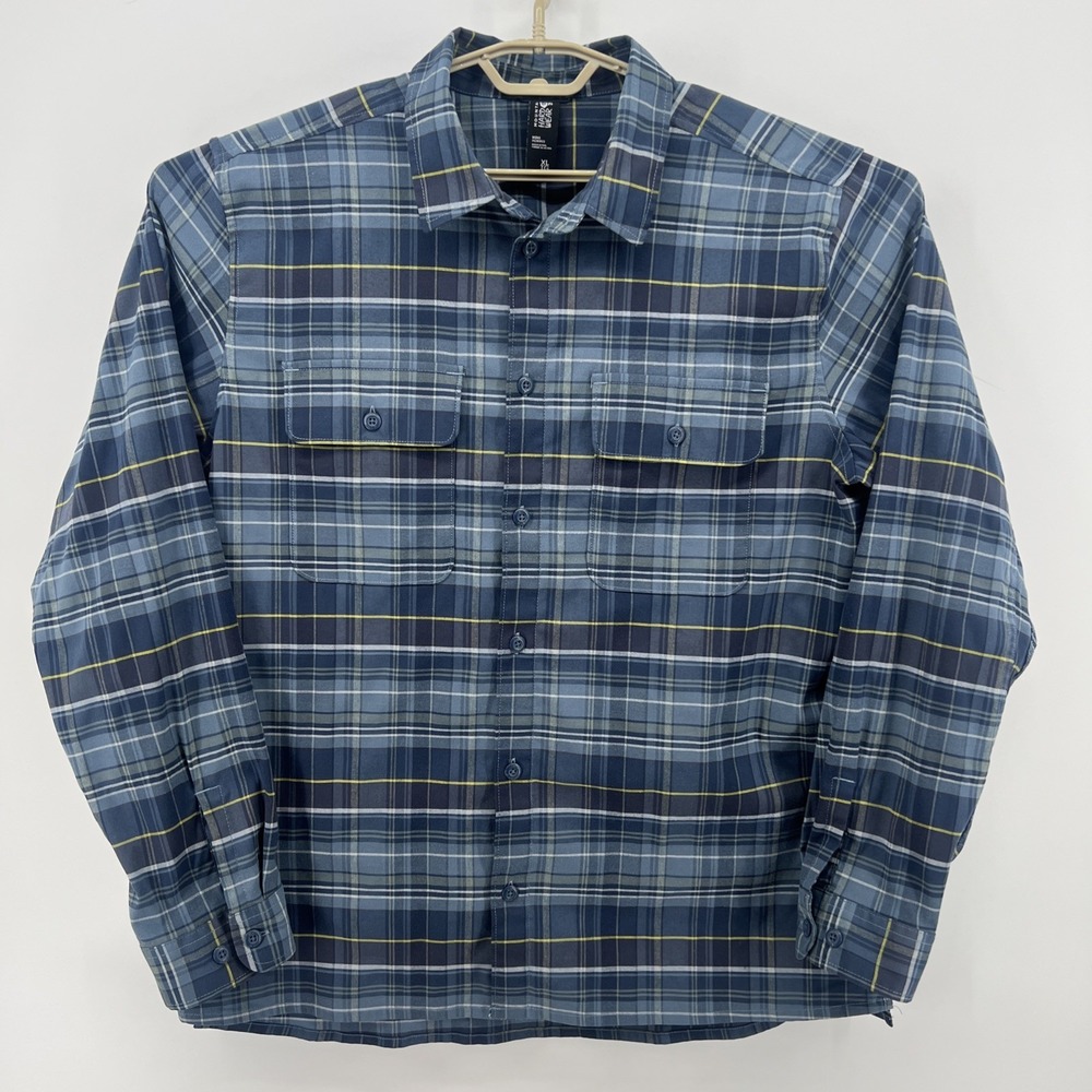 Mountain Hardwear Shirt Mens XL Blue Red Plaid Flannel Long Sleeve Button Up